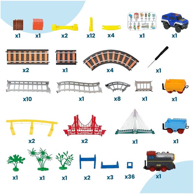 Urban Transport Track trasa su šviečiančiu tiltu– kūrybiškas žaislas vaikams (102 dalys) 8