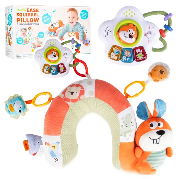 Sensorinė pagalvėlė kūdikiui su barškučiais Voverytė