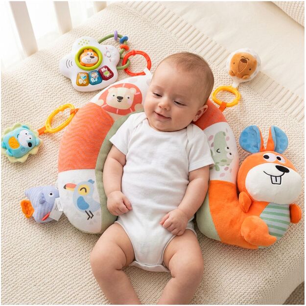 Sensorinė pagalvėlė kūdikiui su barškučiais Voverytė 2