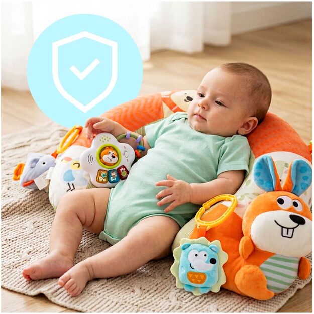 Sensorinė pagalvėlė kūdikiui su barškučiais Voverytė 7