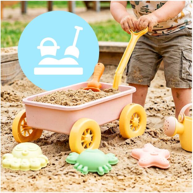 Vaikiškas karutis su smėlio formelėmis ir laistytuvu 4