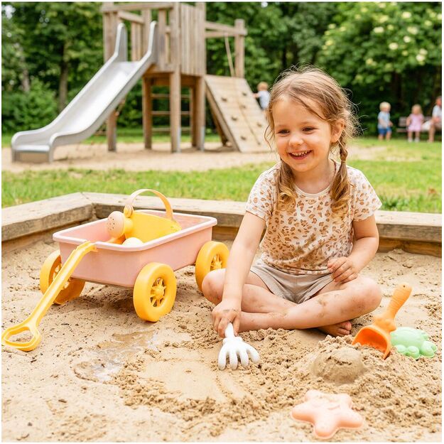 Vaikiškas karutis su smėlio formelėmis ir laistytuvu 8