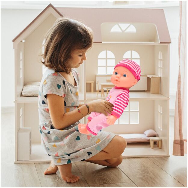 Lėlė kūdikis su supama lovyte ir galimybe maudyti 12