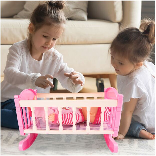 Lėlė kūdikis su supama lovyte ir galimybe maudyti 14