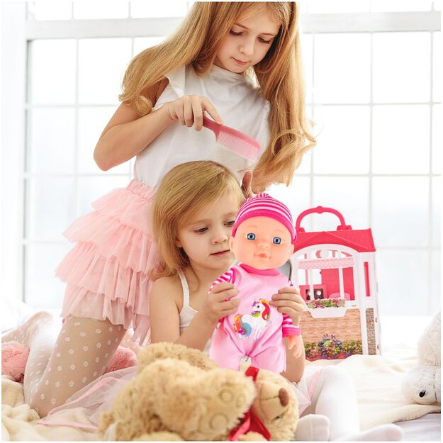 Lėlė kūdikis su supama lovyte ir galimybe maudyti 15