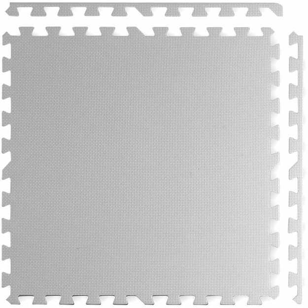 Didelis putplasčio kilimėlis, dėlionė Ricokids 60x60cm 4 vnt. baltos ir pilkos spalvos