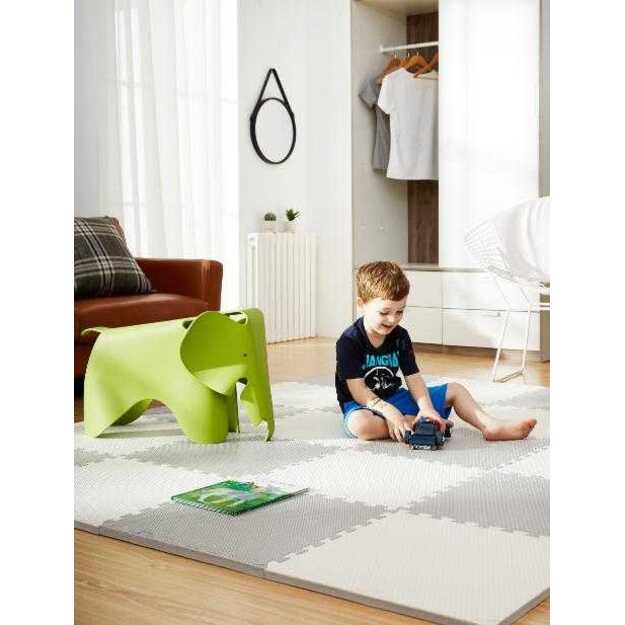 Didelis putplasčio kilimėlis, dėlionė Ricokids 60x60cm 4 vnt. baltos ir pilkos spalvos