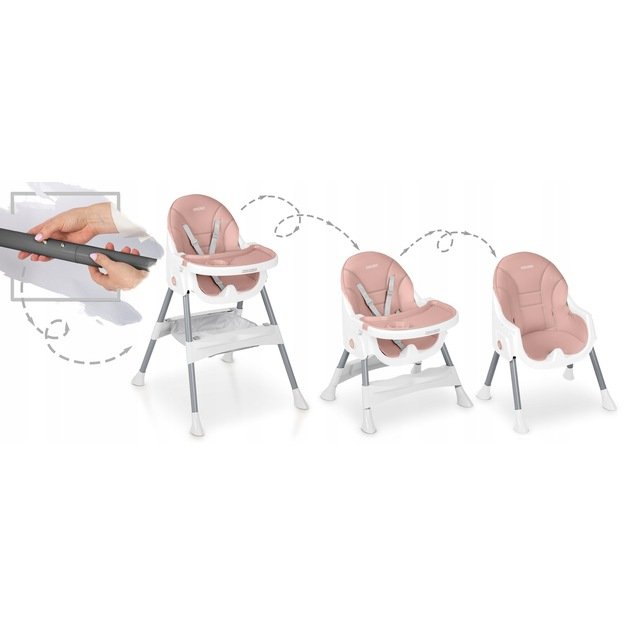 Ricokids Mani maitinimo kėdutė reguliuojama 3in 1, rožinė