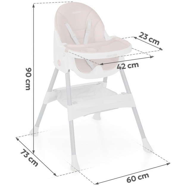 Ricokids Mani maitinimo kėdutė reguliuojama 3in 1, rožinė