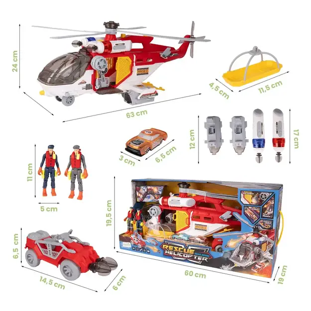 Didelis daugiafunkcis gelbėjimo sraigtasparnis su priedais, garsu ir šviesomis 3