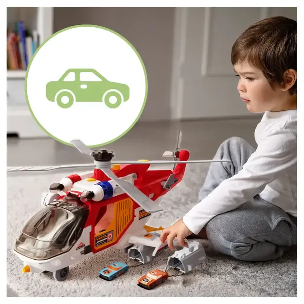 Didelis daugiafunkcis gelbėjimo sraigtasparnis su priedais, garsu ir šviesomis 11