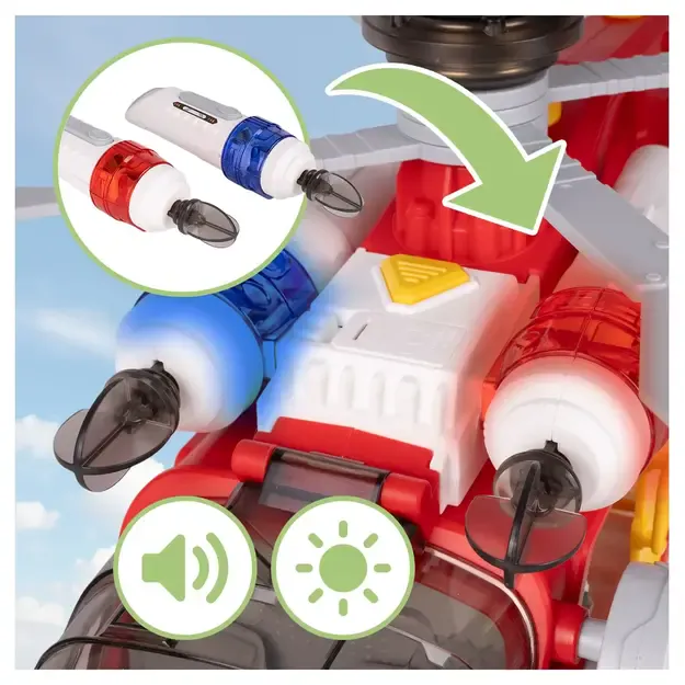 Didelis daugiafunkcis gelbėjimo sraigtasparnis su priedais, garsu ir šviesomis 12