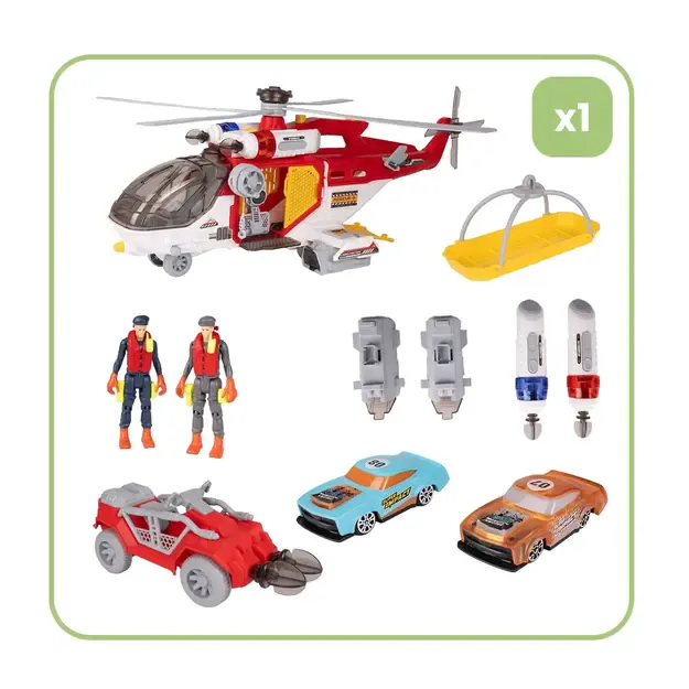 Didelis daugiafunkcis gelbėjimo sraigtasparnis su priedais, garsu ir šviesomis 17