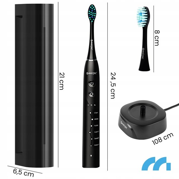 MalTec elektrinis dantų šepetėlis, atsparus vandeniui, X1 BL Sonic 5