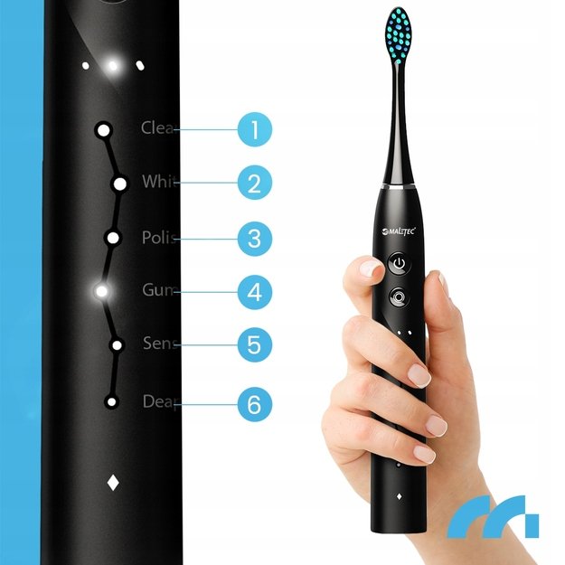 MalTec elektrinis dantų šepetėlis, atsparus vandeniui, X1 BL Sonic 9