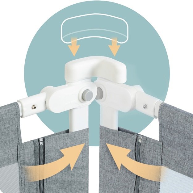 Lovos apsauginis turėklas, apsauginiai varteliai, spyna, 200 cm, Nukido NK-227, pilkas 7