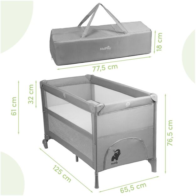Kelioninė pristatoma lovytė - maniežas su krepšiu Doro, 125 x 65.5 x 76.5 1