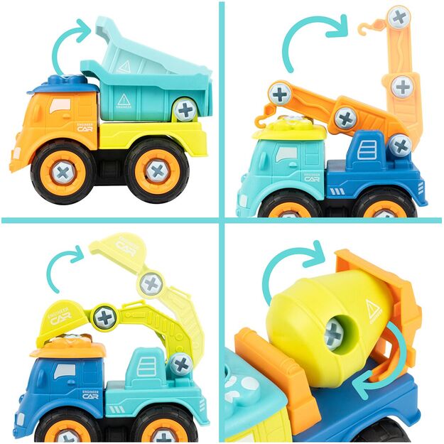 Statybinių transporto priemonių konstruktorius, 4 vnt 2