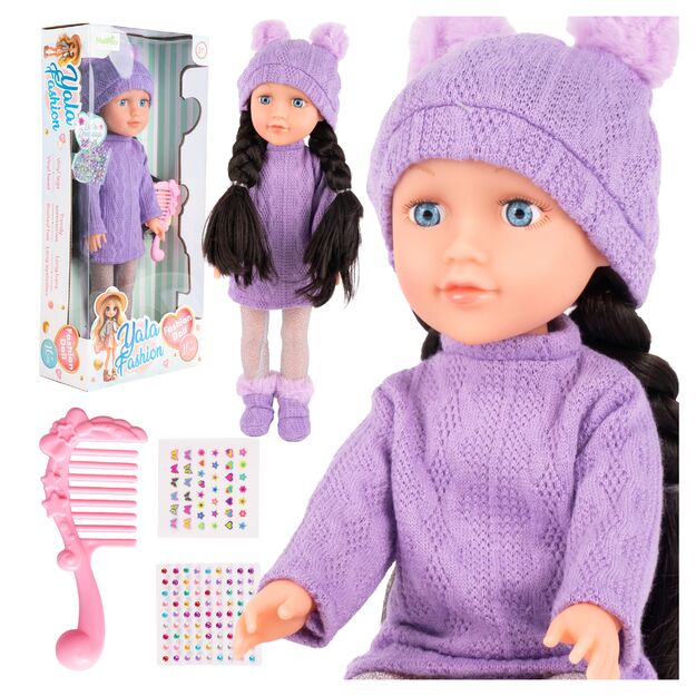 Lėlė brunetė su priedais šukavimui, 40 cm