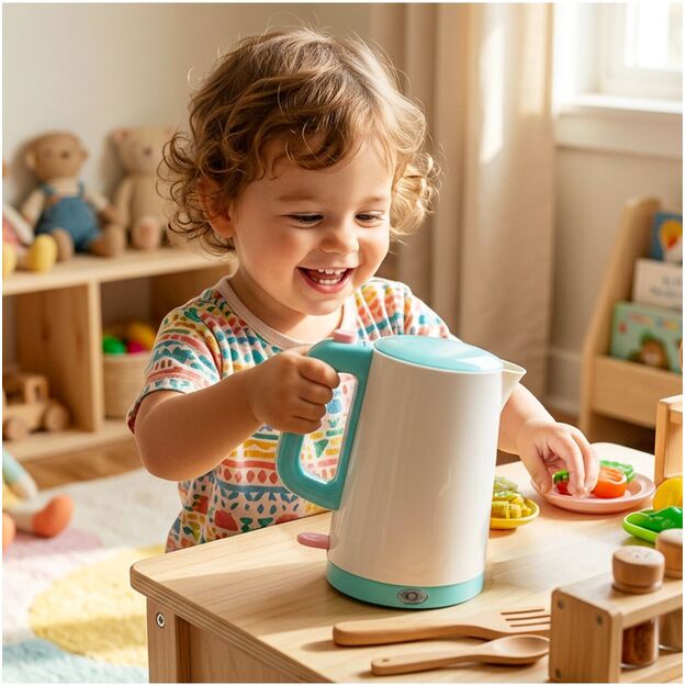 Žaislinis virtuvinis virdulys su atidaromu dangteliu, šviesa ir garsu 3