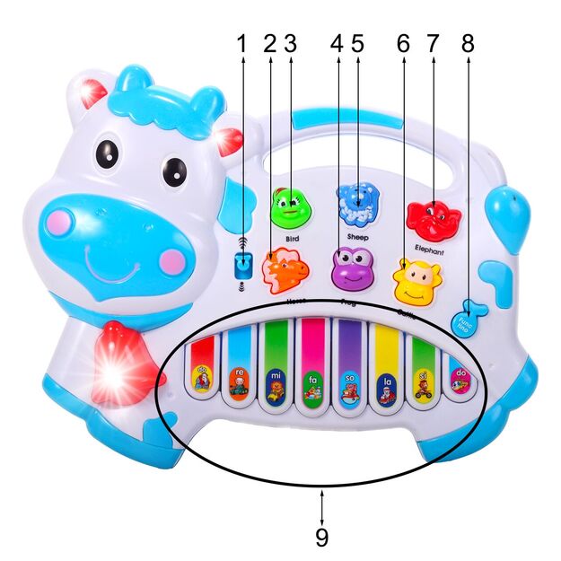 Vaikiškas pianinas Karvutė kūdikiams 13