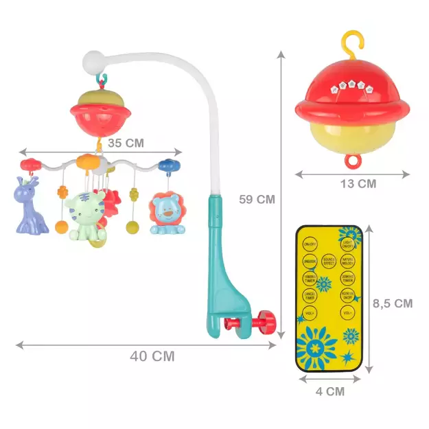 Muzikinė karuselė kūdikiams su projektoriumu ir nuotolinio valdymo pultu