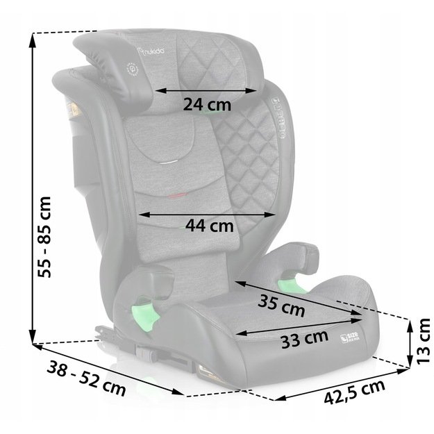 Automobilinė kėdutė Nukido Louis juoda ir pilka 15-36 kg ISOFIX