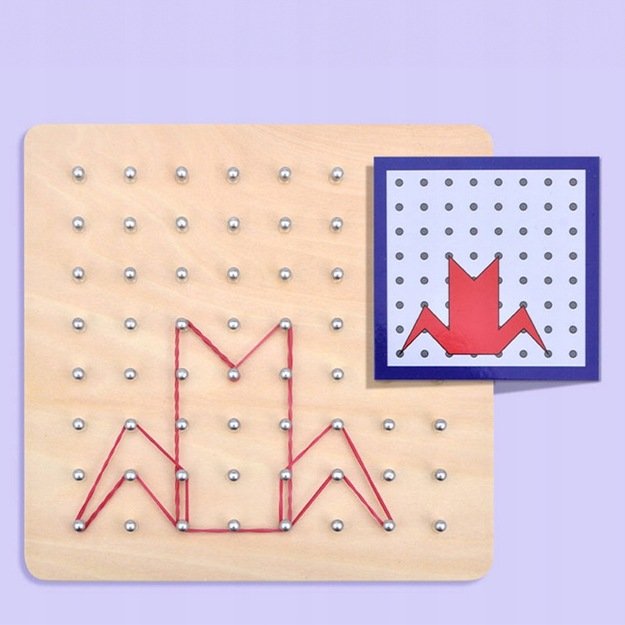 Lavinamoji medinė montesori lentelė su gumelėmis Geobordas