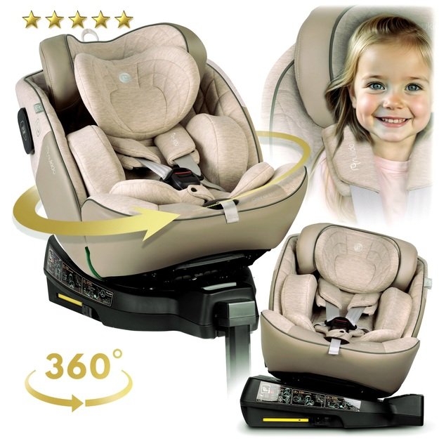 Nukido Aero Line automobilinė kėdutė, smėlio spalvos, 0-36 kg, ISOFIX