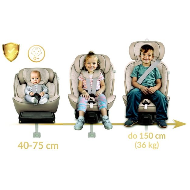 Nukido Aero Line automobilinė kėdutė, smėlio spalvos, 0-36 kg, ISOFIX