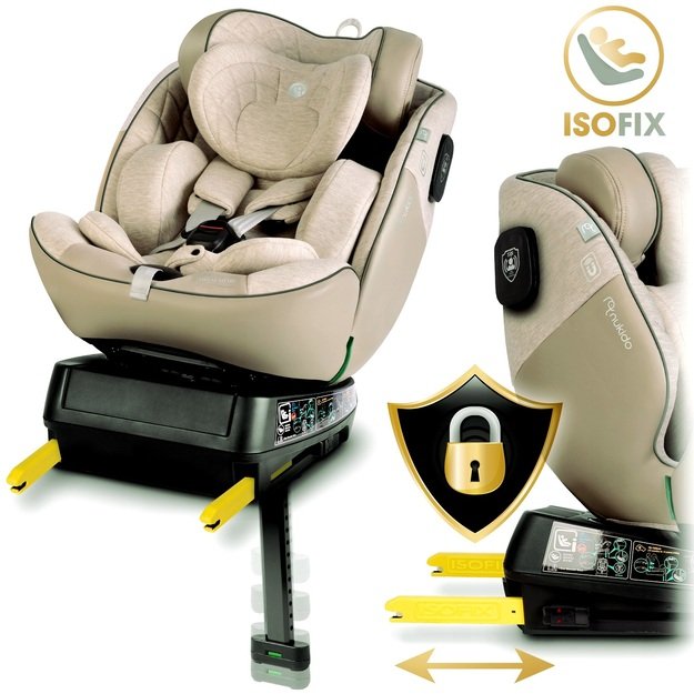 Nukido Aero Line automobilinė kėdutė, smėlio spalvos, 0-36 kg, ISOFIX