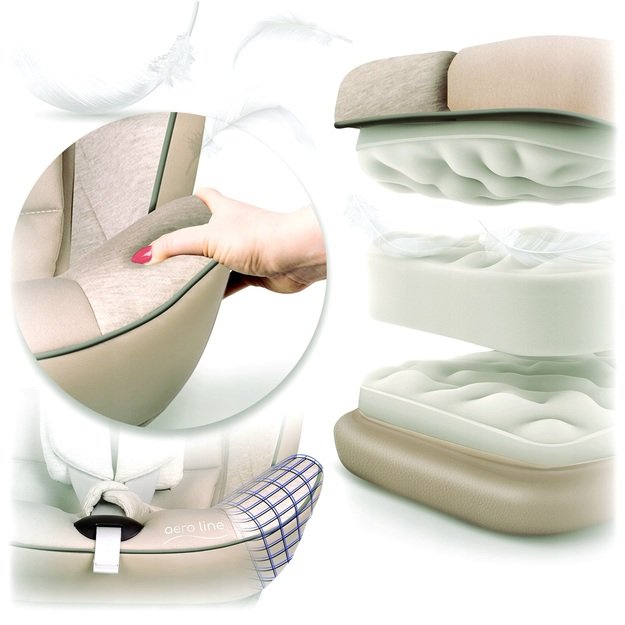 Nukido Aero Line automobilinė kėdutė, smėlio spalvos, 0-36 kg, ISOFIX