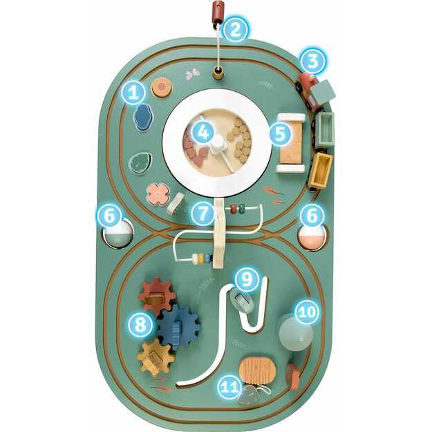 Medinis interaktyvus edukacinis stalas vaikams, NK-865 Nukido, traukinukas 1