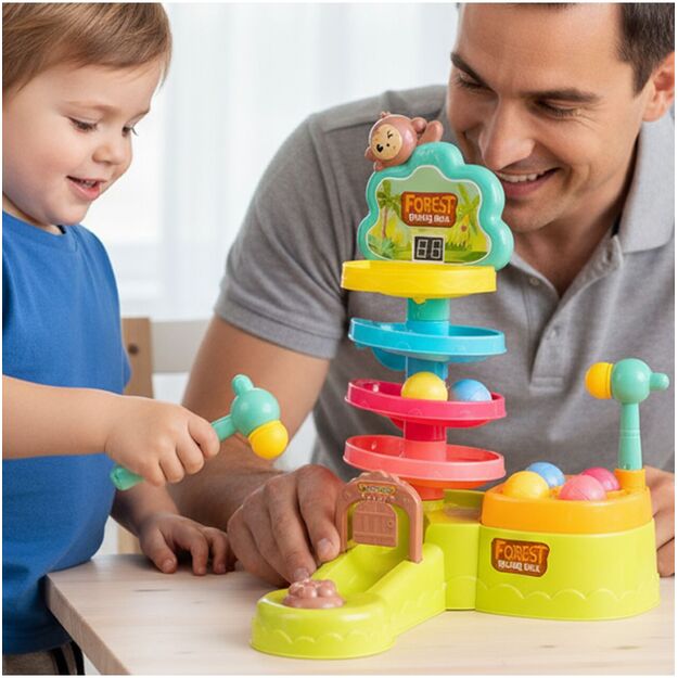 Interaktyvus žaislas Kamuoliukų takelis su plaktuku 3