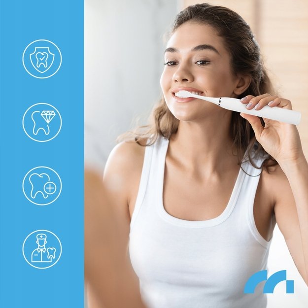 MalTec elektrinis dantų šepetėlis, atsparus vandeniui, X1 WH Sonic 4