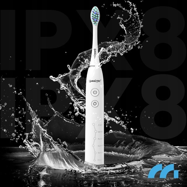 MalTec elektrinis dantų šepetėlis, atsparus vandeniui, X1 WH Sonic 11