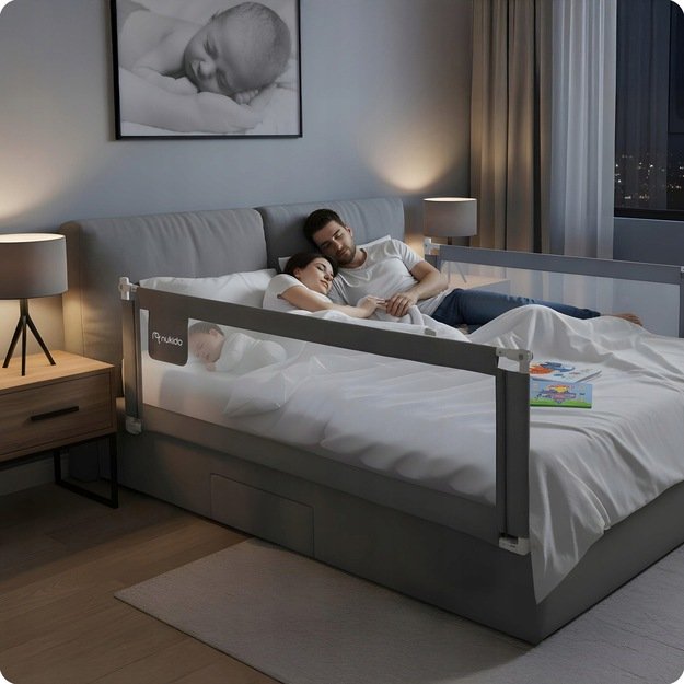 Apsauginė lovos užtvara, apsauginiai varteliai, spyna, 180 cm, Nukido NK-227, pilka 11