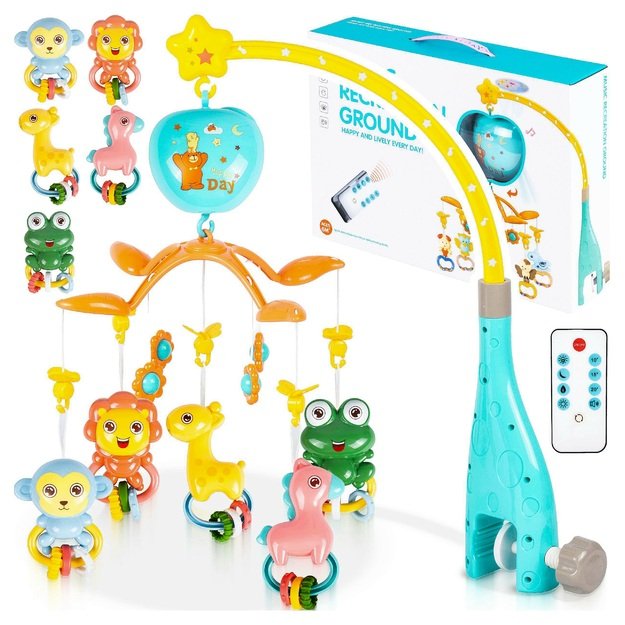 Muzikinė karuselė kūdikiams su projektoriumu ir nuotolinio valdymo pultu	