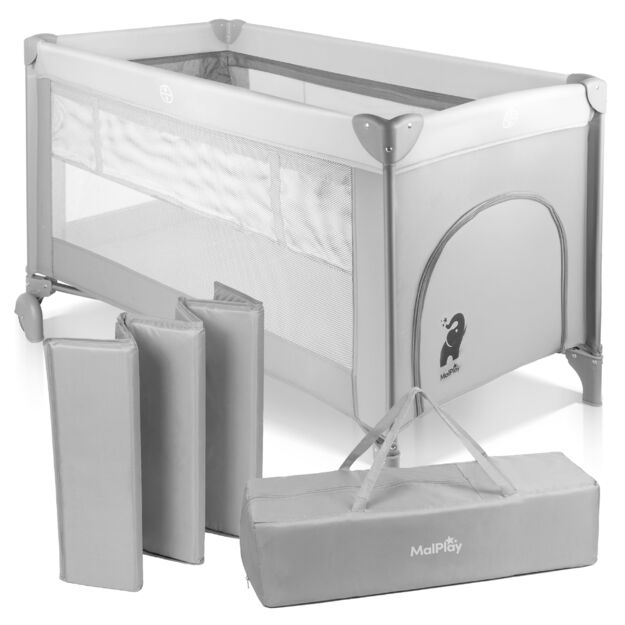 Kelioninė lovytė - maniežas Pilo, dviejų lygių, 125 x 65.5 x 76 cm