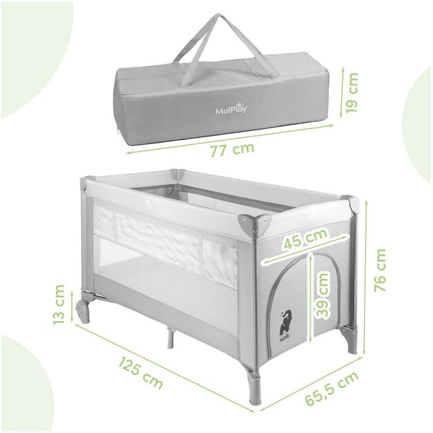 Kelioninė lovytė - maniežas Pilo, dviejų lygių, 125 x 65.5 x 76 cm 1