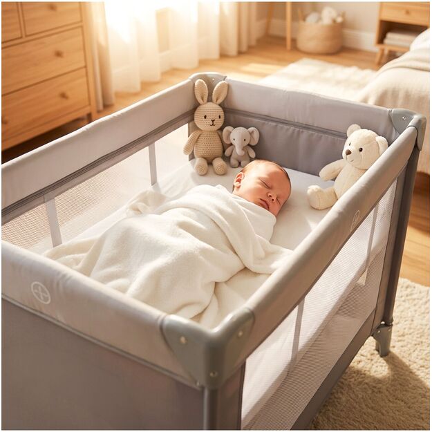 Kelioninė lovytė - maniežas Pilo, dviejų lygių, 125 x 65.5 x 76 cm 6