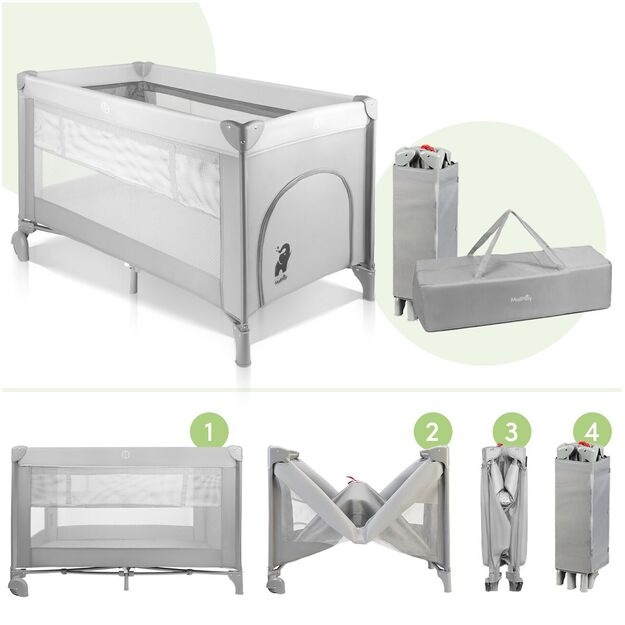 Kelioninė lovytė - maniežas Pilo, dviejų lygių, 125 x 65.5 x 76 cm 5