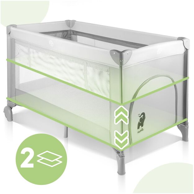 Kelioninė lovytė - maniežas Pilo, dviejų lygių, 125 x 65.5 x 76 cm 8