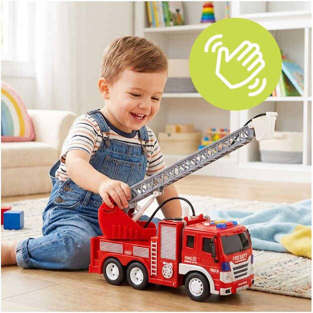 Gaisrinė mašina su motorizuotomis judančiomis kopėčiomis su šviesa ir garsu, 1:16 4