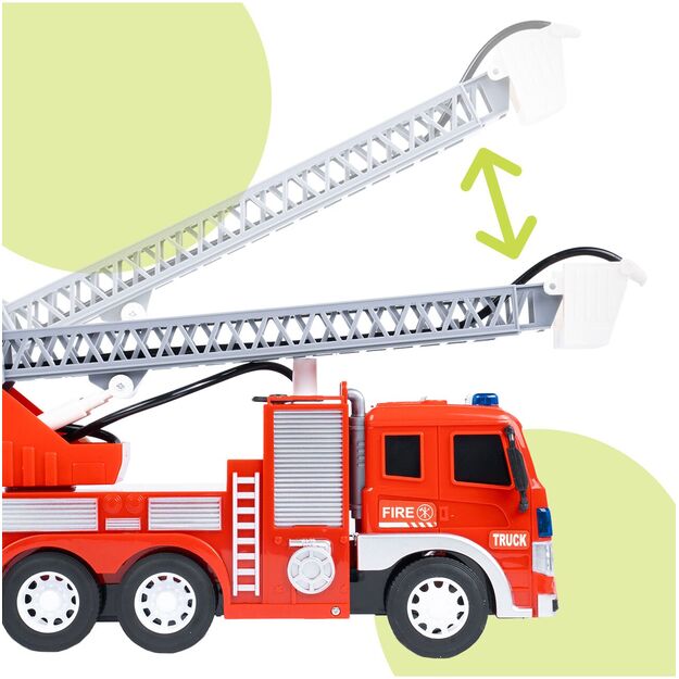 Gaisrinė mašina su motorizuotomis judančiomis kopėčiomis su šviesa ir garsu, 1:16 5