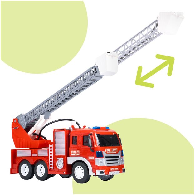 Gaisrinė mašina su motorizuotomis judančiomis kopėčiomis su šviesa ir garsu, 1:16 3