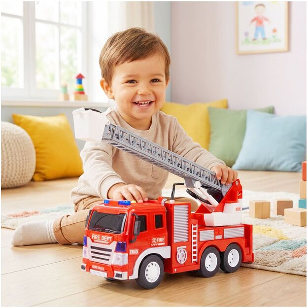 Gaisrinė mašina su motorizuotomis judančiomis kopėčiomis su šviesa ir garsu, 1:16 7