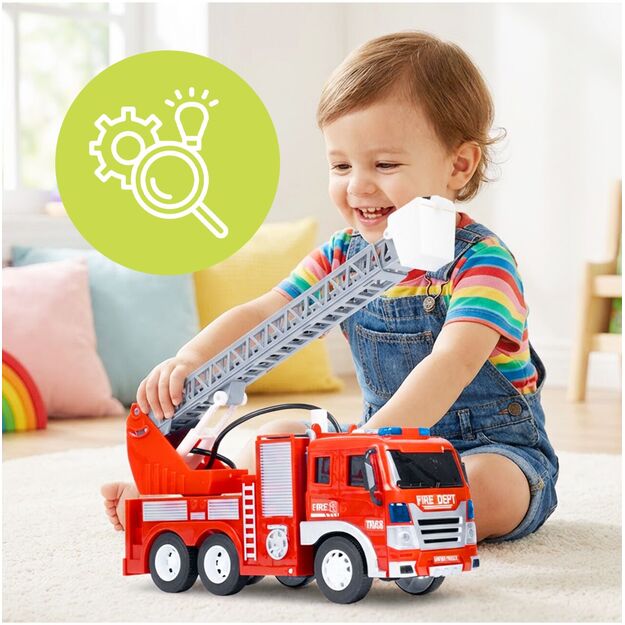 Gaisrinė mašina su motorizuotomis judančiomis kopėčiomis su šviesa ir garsu, 1:16 12