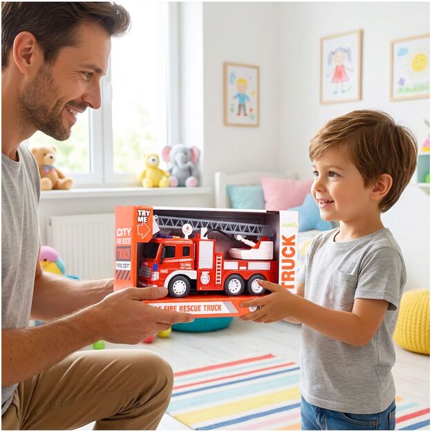 Gaisrinė mašina su motorizuotomis judančiomis kopėčiomis su šviesa ir garsu, 1:16 11