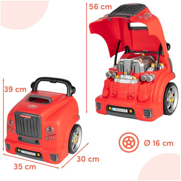 Žaislinis automobilio meistro sunkvežimio variklio išardymo rinkinys su vairavimo simuliatoriumi, garsais ir šviesomis 1